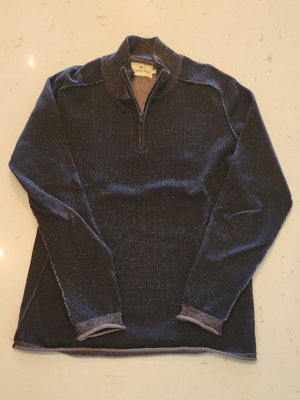 The Normal Brand Men's Zip-Up Sweater in Dark Navy